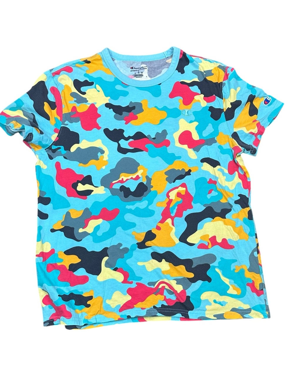 Champion Pastel Camo Crewneck Tee in Light Blue, Pink, Cream Size Large - Picture 1 of 5